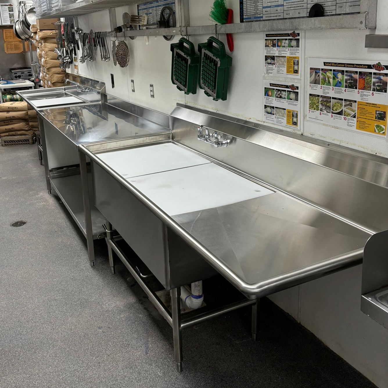 Metal Fabricated / Welded Sink / Vegetable Cutting Area for Restaurant Kitchen