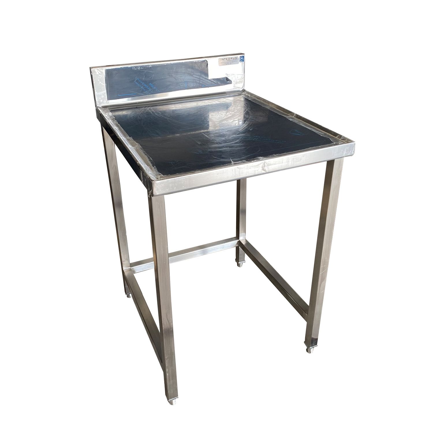 Side Angle Photo of Stainless Steel Industrial Beverage Table, designed for a drink machine