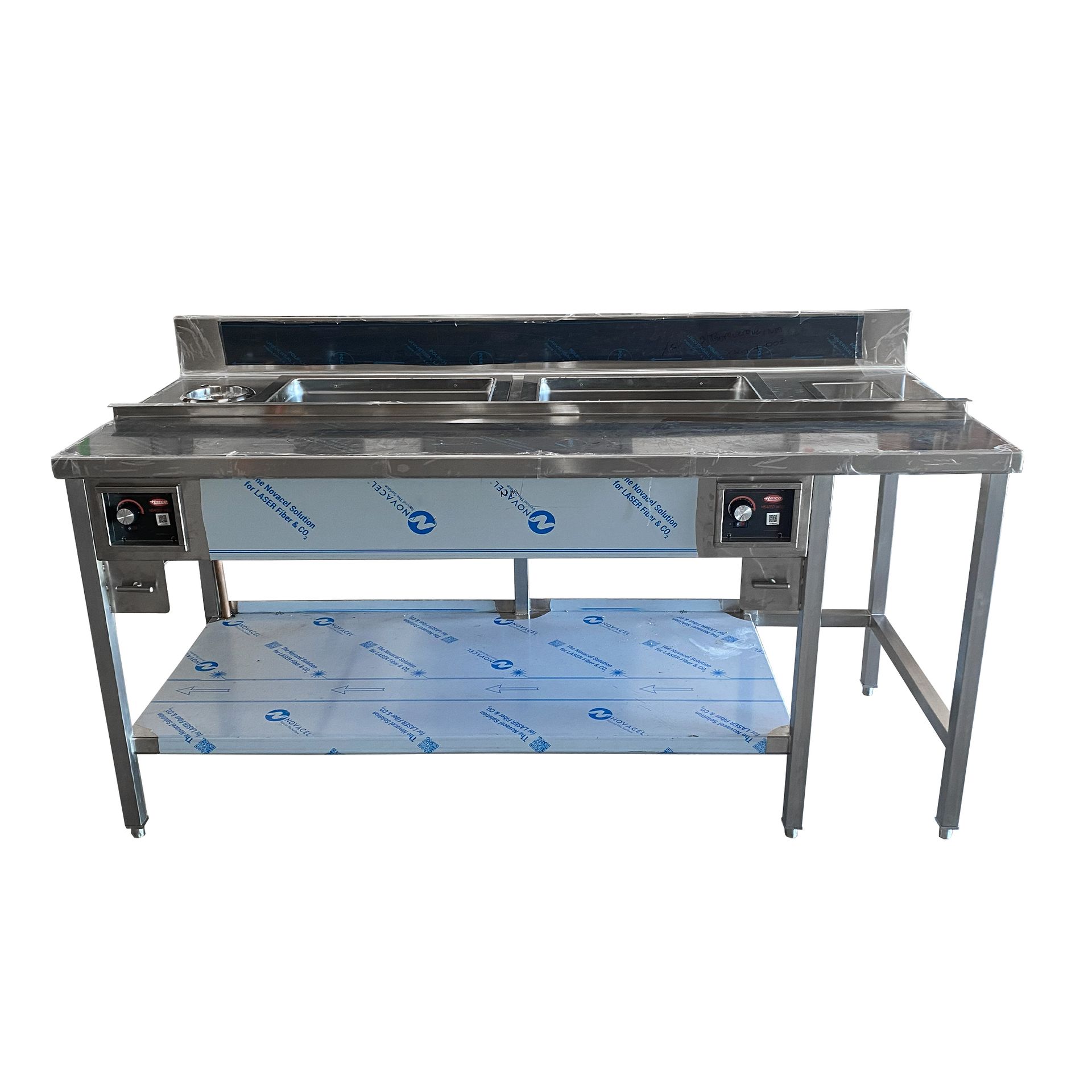 Wide Expo Table with Dipper Well and Undershelf