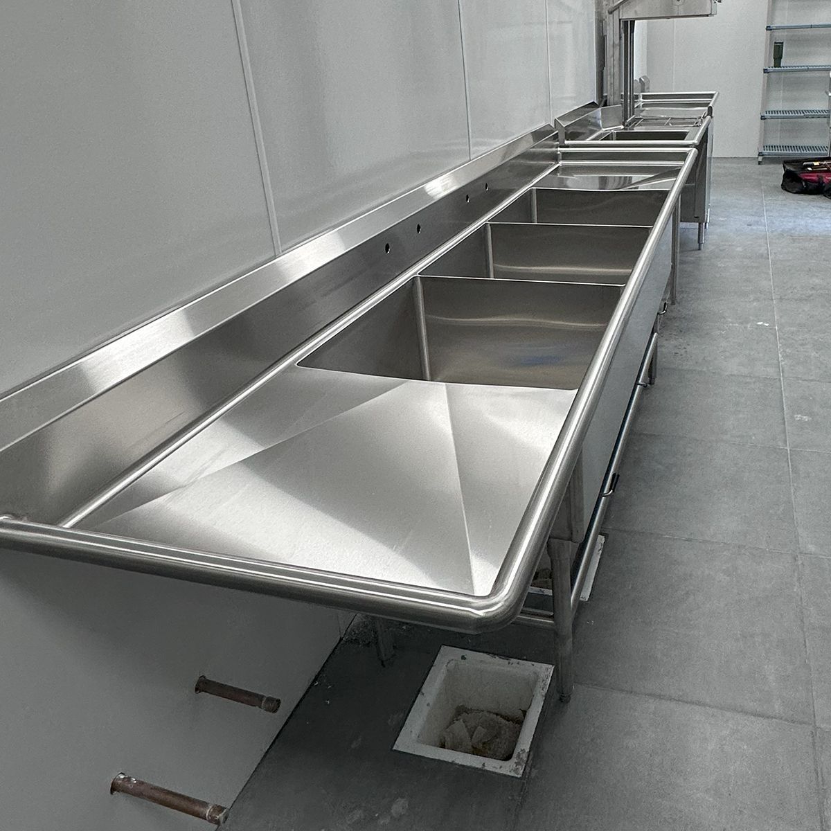 Photo of Three Compartment Sink; welded, polished, and installed by Integrus