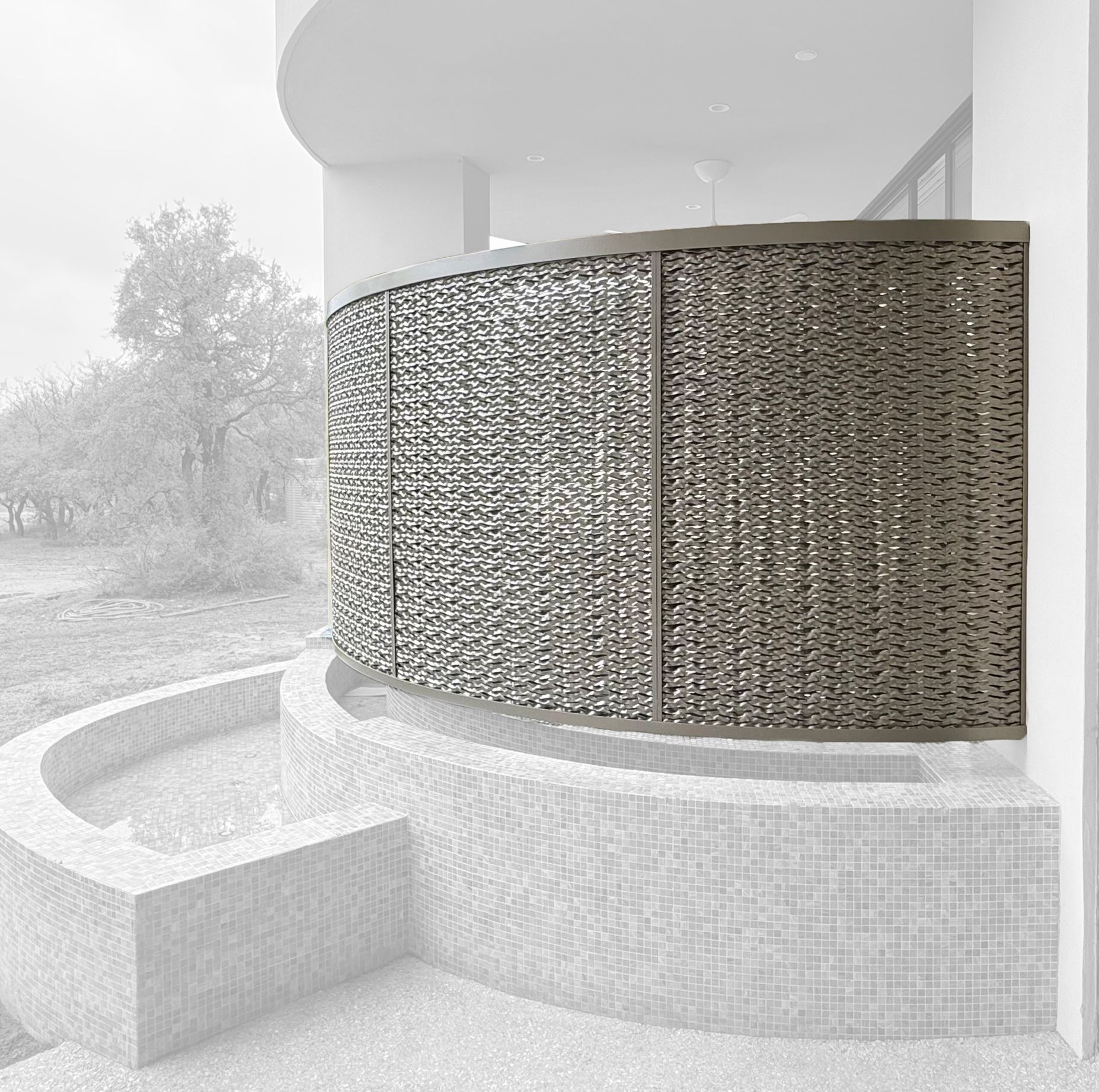 metal fabricated patterned wall - greyed out