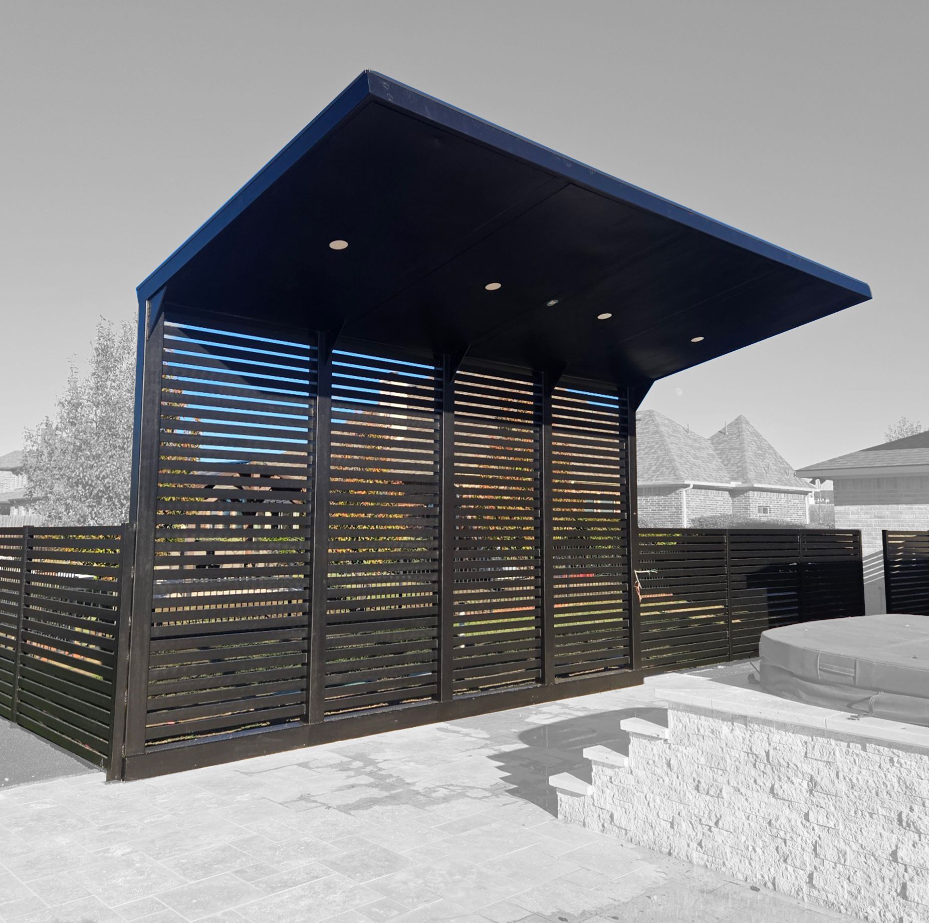 Custom fabricated residential awning - Greyed out