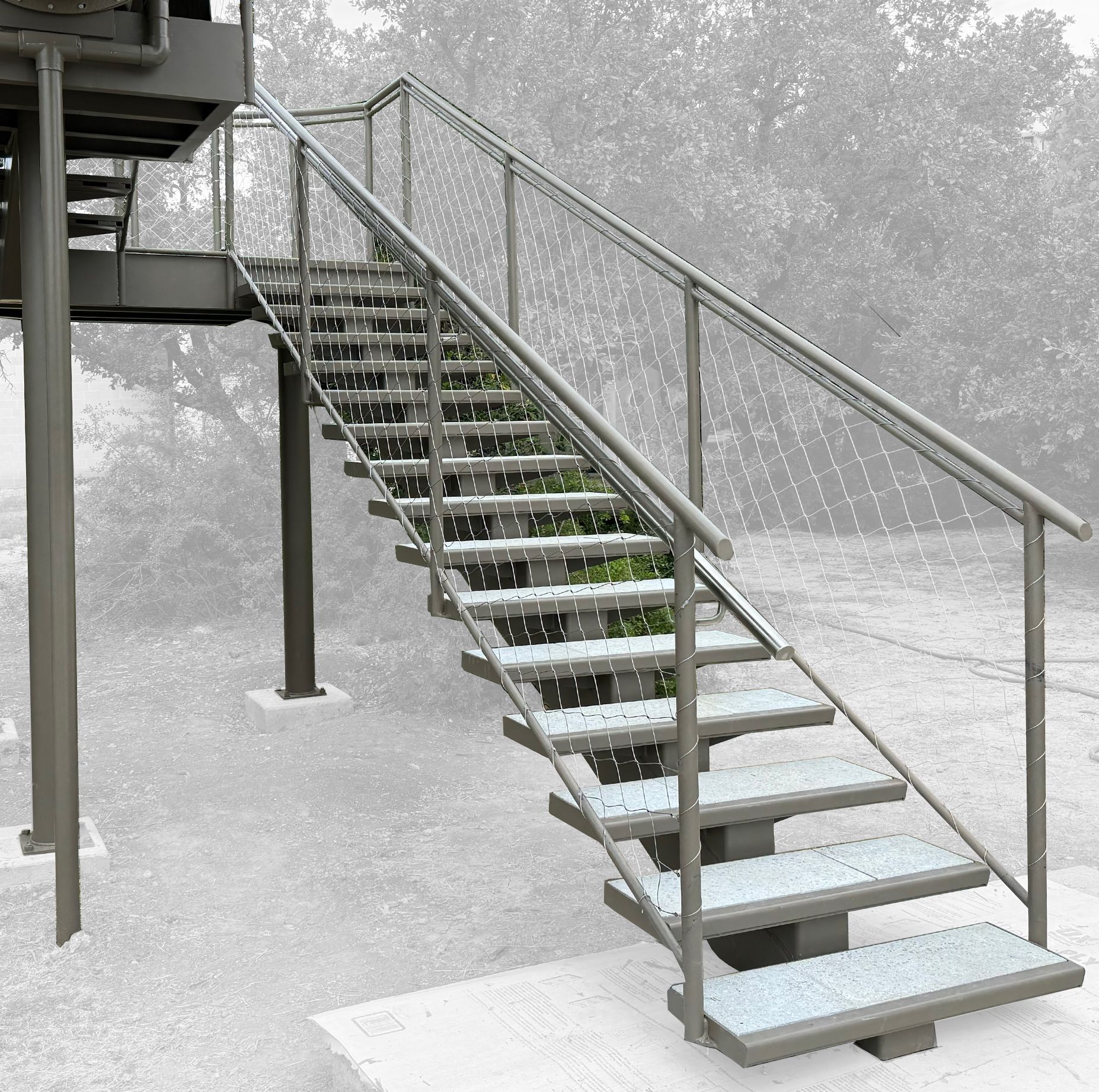 Metal fabricated residential/industrial stairs - greyed out