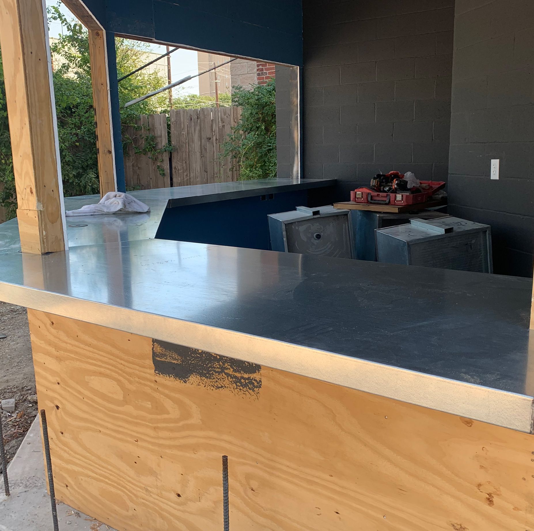 Metal Fabricated / Welded Serving Area  installed by the Integrus Fabrication team at a restaurant /bar