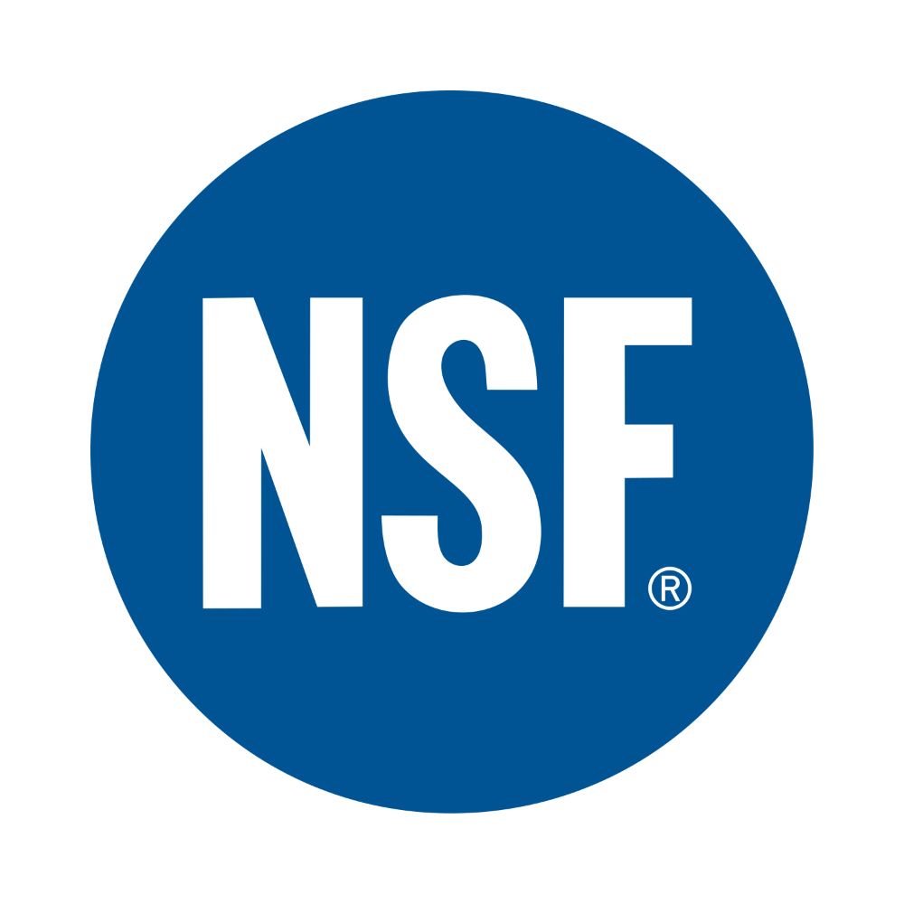 The nsf logo is in a blue circle on a white background