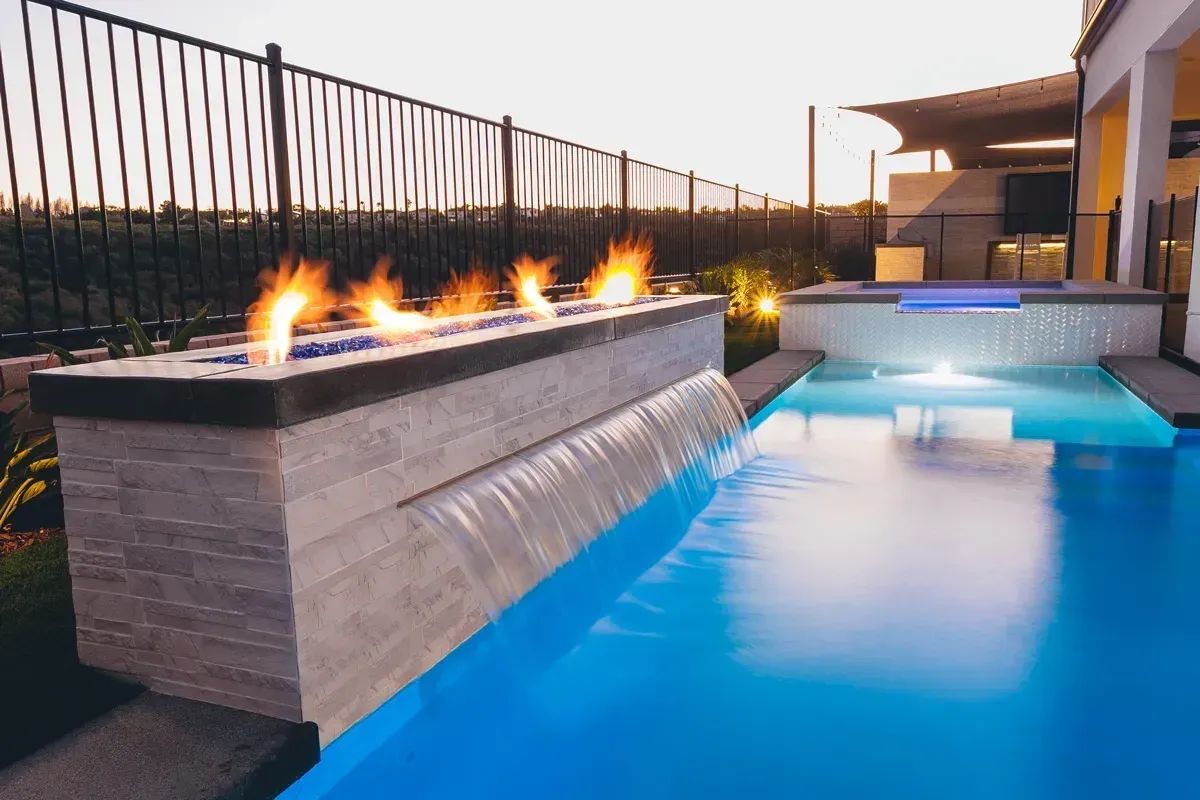 Custom pool and water feature in San Diego. Custom pool and water feature in San Diego.