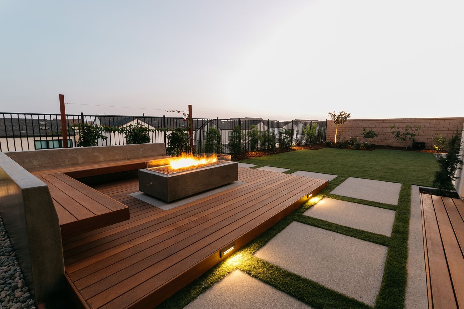 Custom fire pit and landscaping in in Solana Beach
