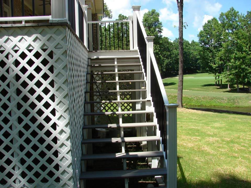 White stairs on a back porch
