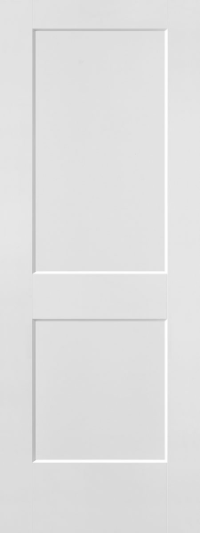 White two-panel door with rectangular panels and a recessed design.