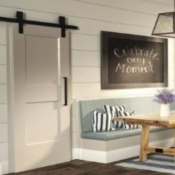 Barn door, blackboard with