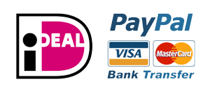 Payment methods: iDEAL, PayPal, Visa, MasterCard, Bank Transfer.