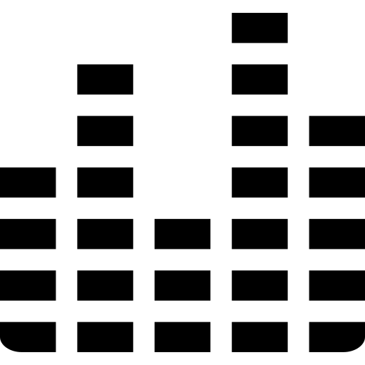 Audio equalizer bars, varying heights.