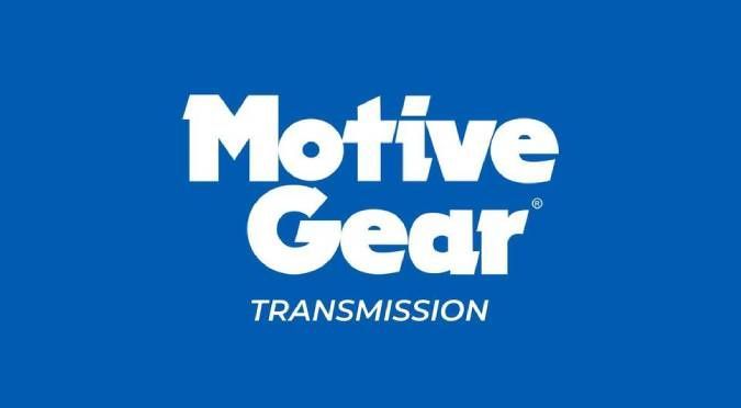 The motive gear transmission logo is on a blue background