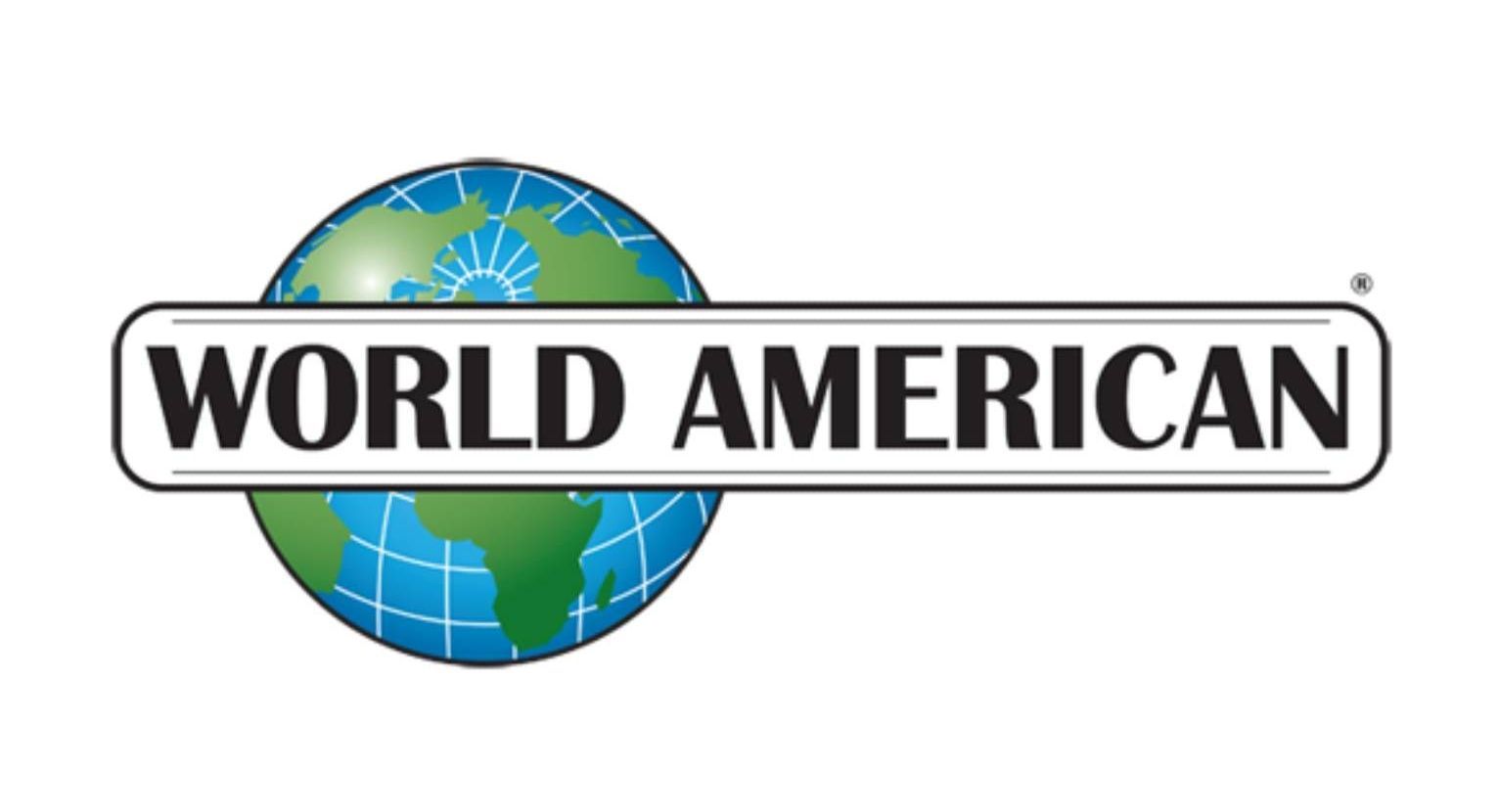 The world american logo has a globe on it.