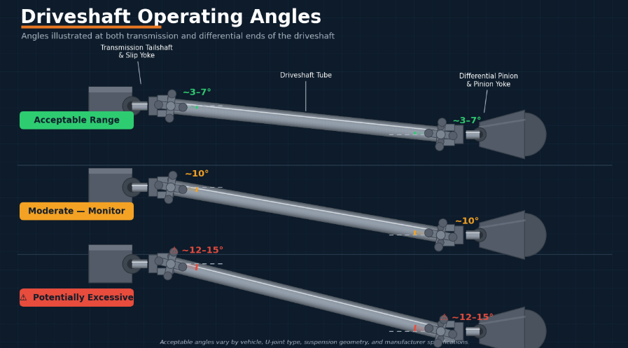 Driveshaft operating angle comparison 