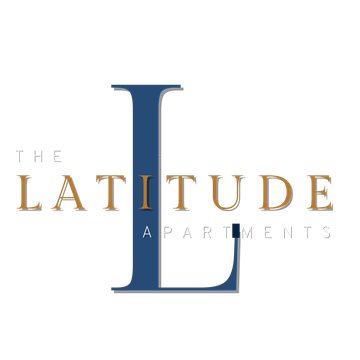 Logo for The Latitude Apartments: a large blue 