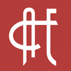 White stylized letters on a red background, resembling a logo or monogram.