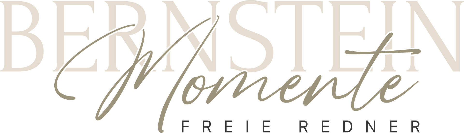 Logo reading “BERNSTEIN Momente” with “FREIE REDNER” beneath it in beige and gray text.