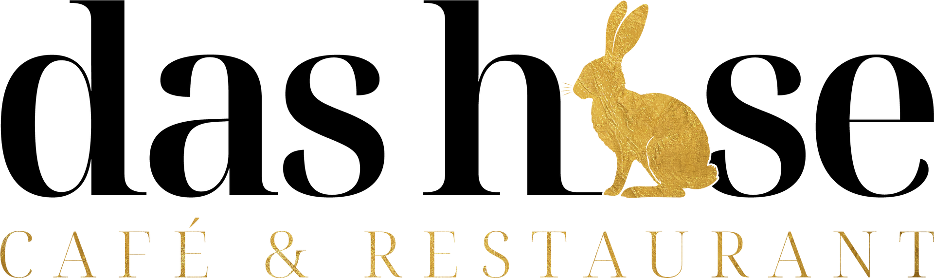 Das House Café & Restaurant Logo mit einer goldenen Hasensilhouette auf schwarzem Hintergrund