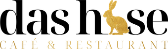 Das House Café & Restaurant Logo mit einer goldenen Hasensilhouette auf schwarzem Hintergrund