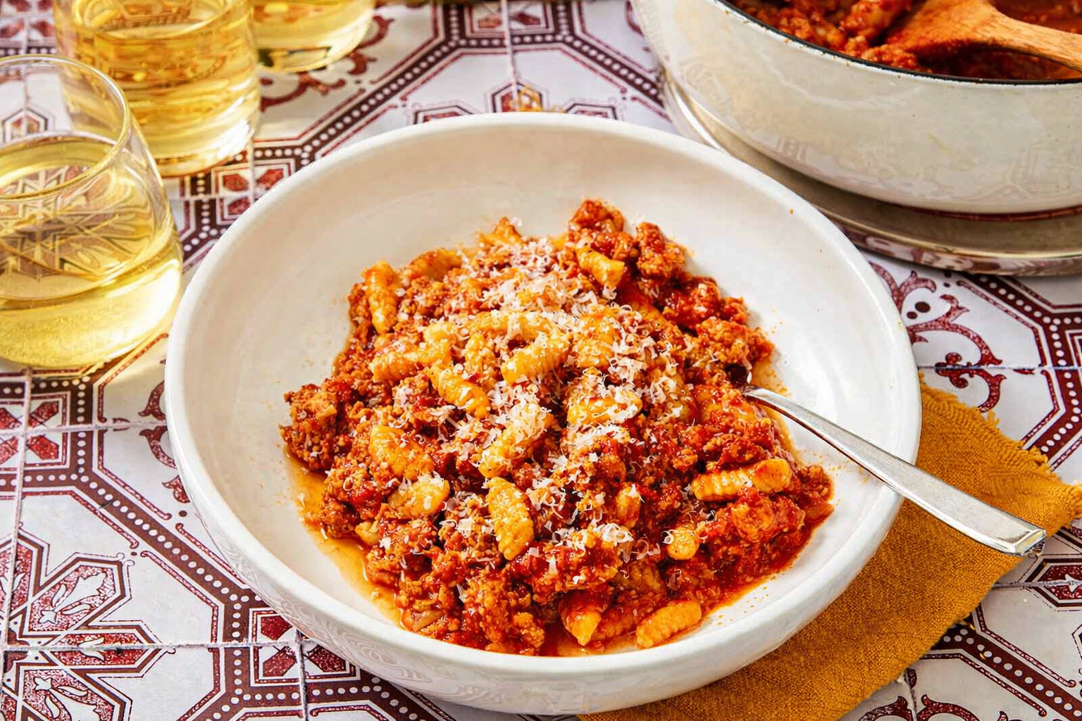 traditional sardinian malloreddus pasta with sausage tomato sauce campidanese style