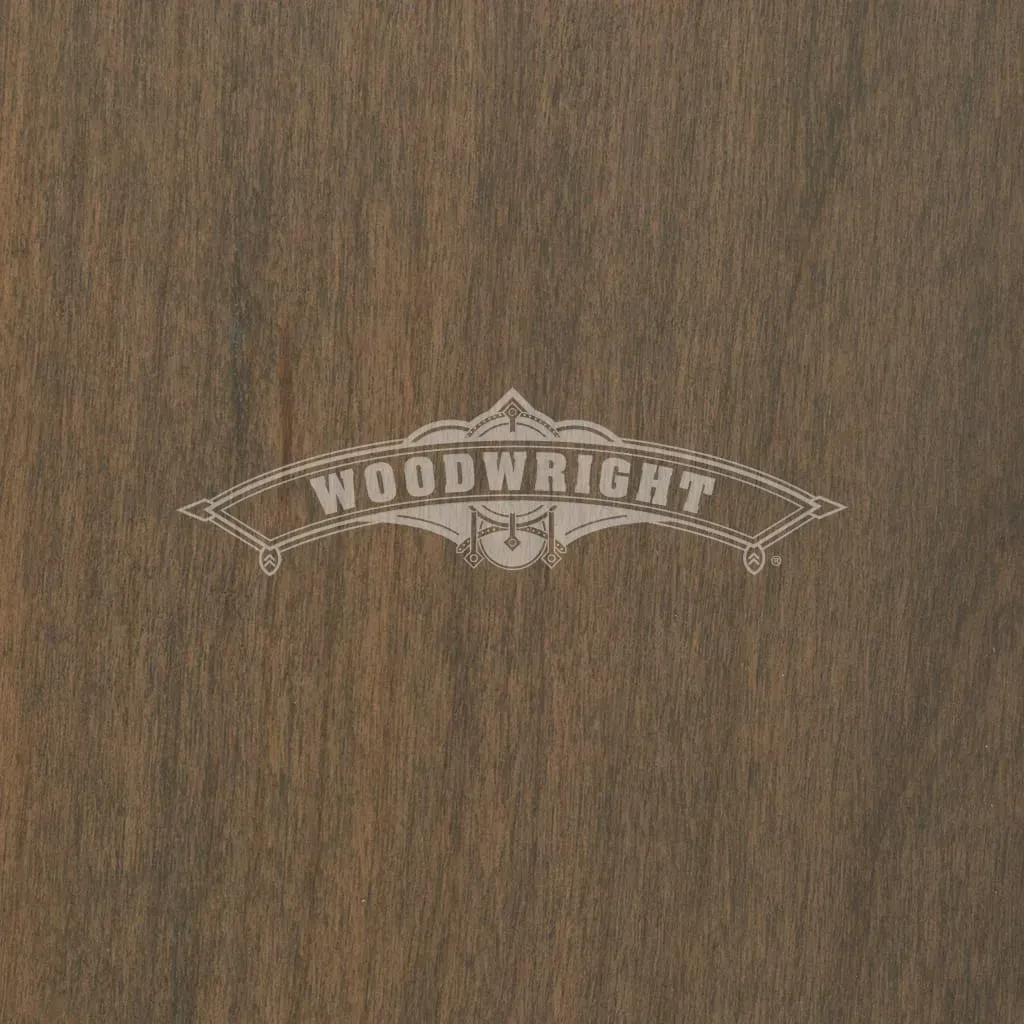 Woodwright logo on brown wood grain background.