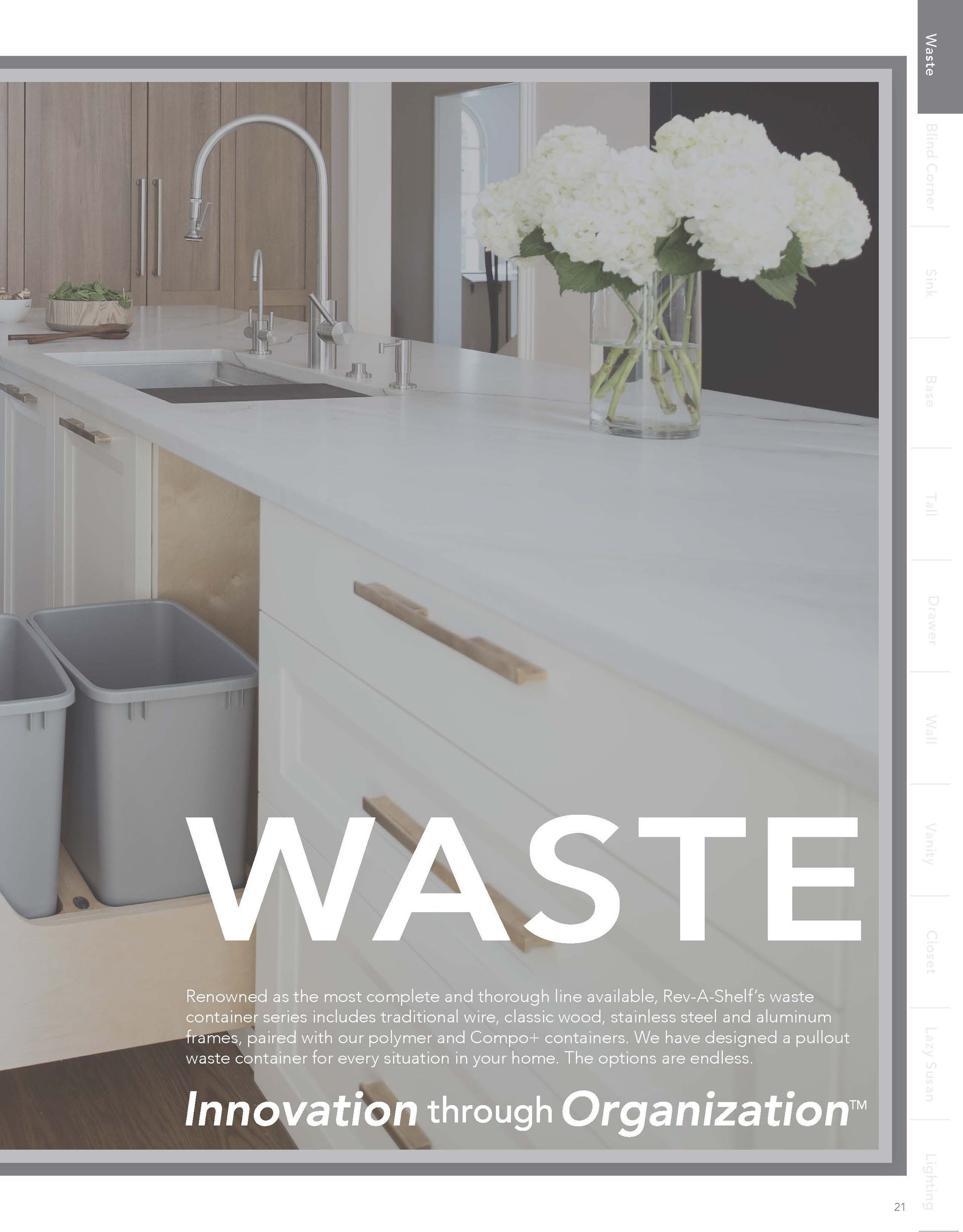 Waste Container Innovation by Rev-A-Shelf catalog cover