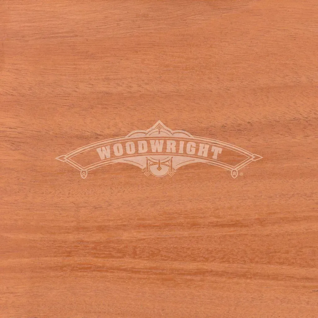 Close-up of reddish-brown wood grain with the 