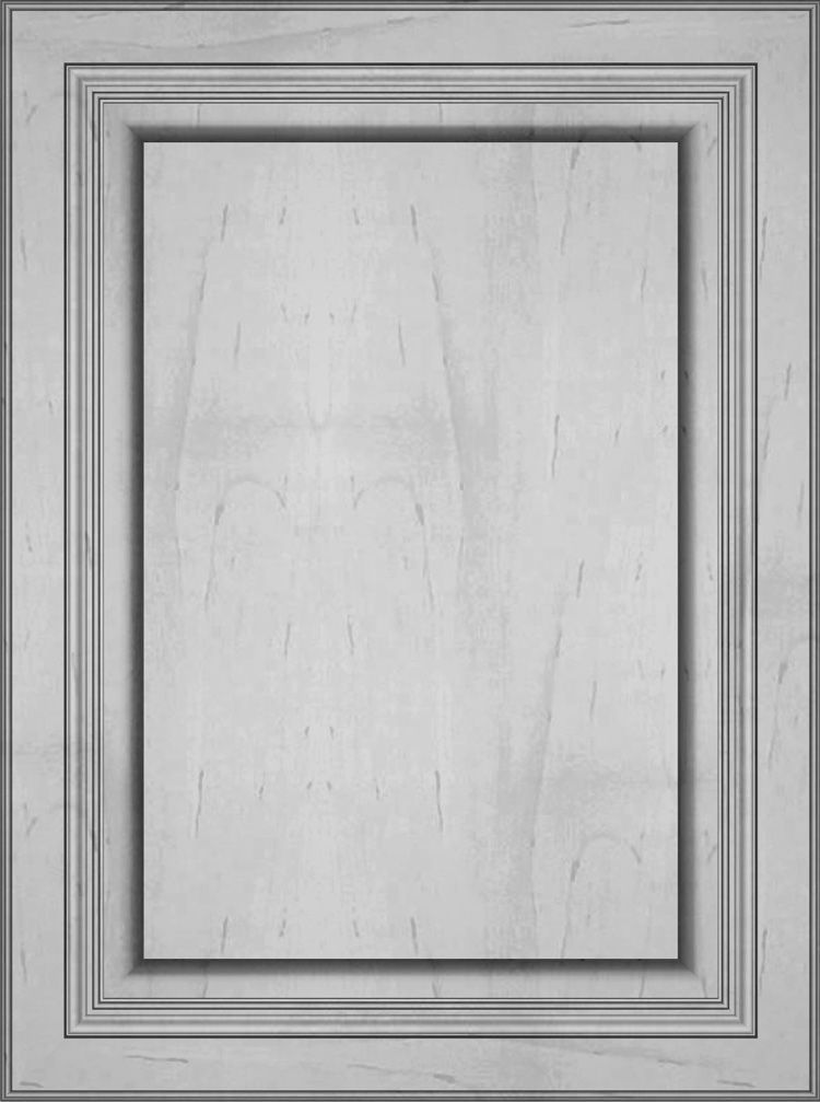 Raised panel cabinet door with light wood grain.