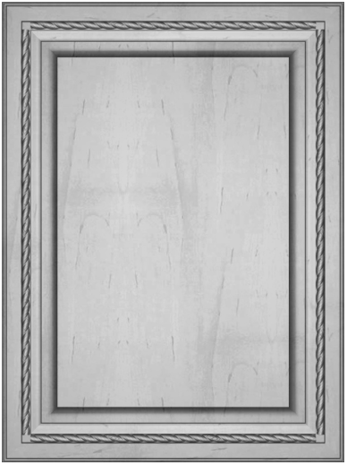 Gray rectangular decorative frame with textured inner panel.