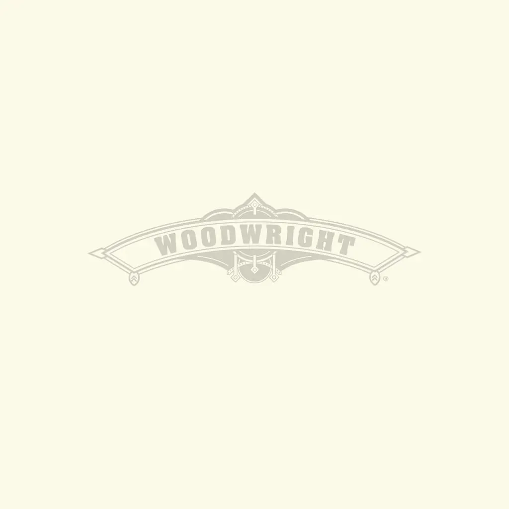 Woodwright logo: arched banner with 