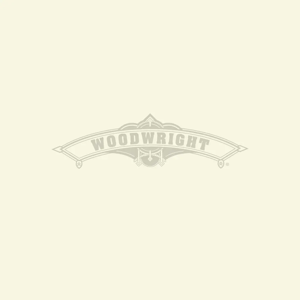 Logo for Woodwright in a stylized, arched banner design with a decorative central element.