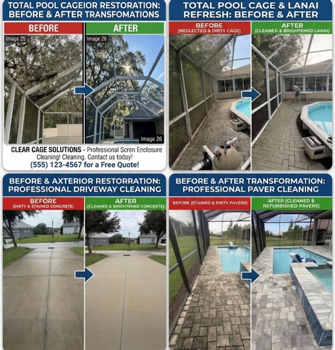 Pressure washing technician cleaning a concrete driveway at a Florida home