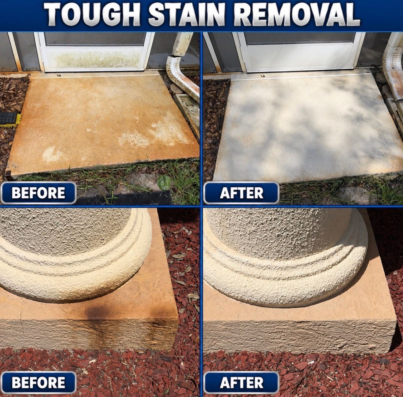 Pressure washing technician cleaning a concrete driveway at a Florida home