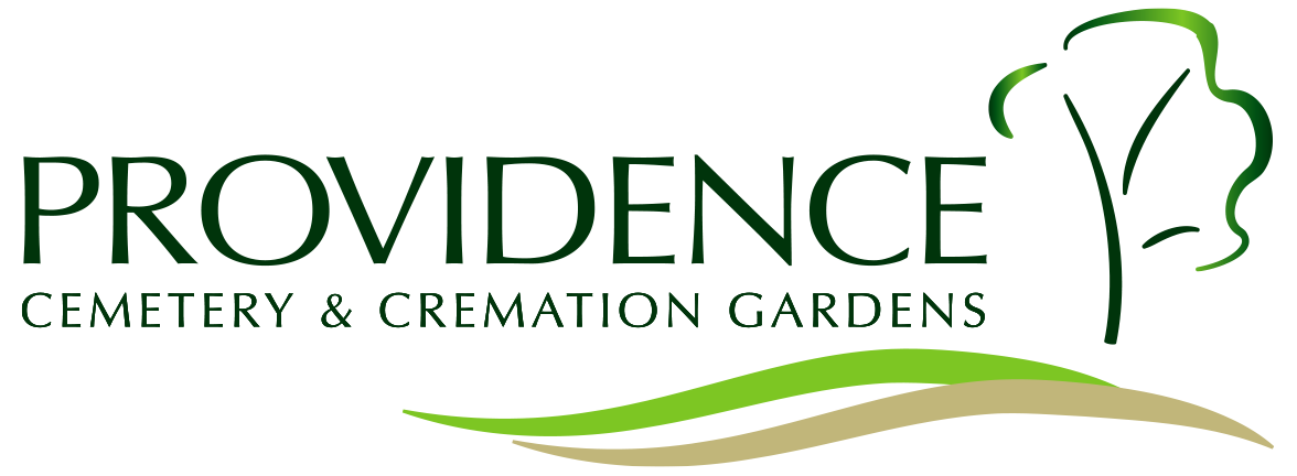 A logo for providence cemetery and cremation gardens