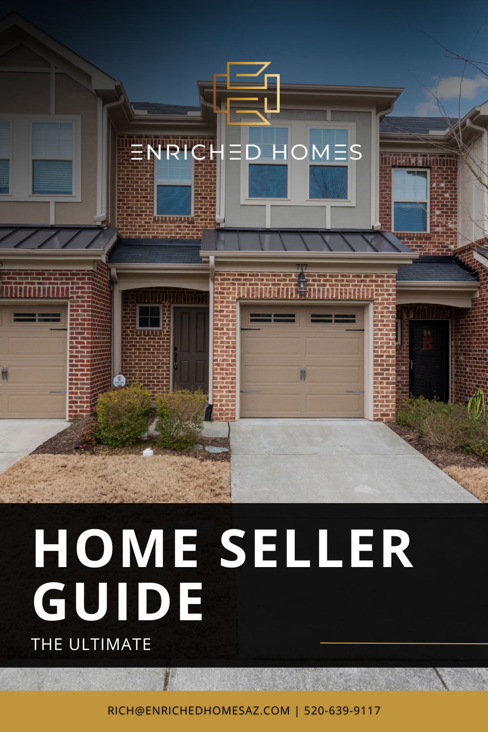 A home seller guide with a picture of a brick house.