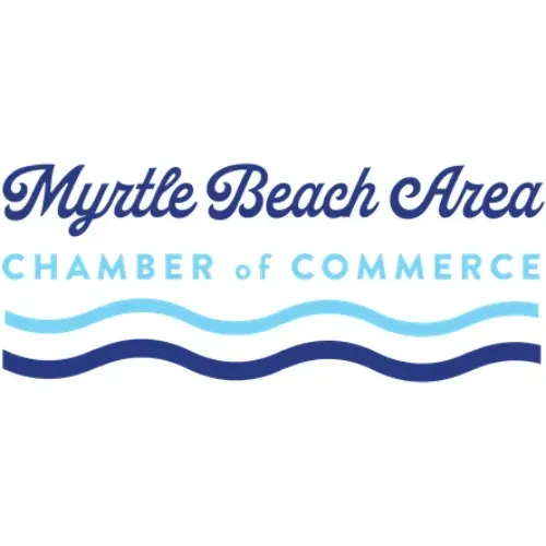 Myrtle Beach Area Chamber of Commerce logo with wavy blue lines representing the ocean.