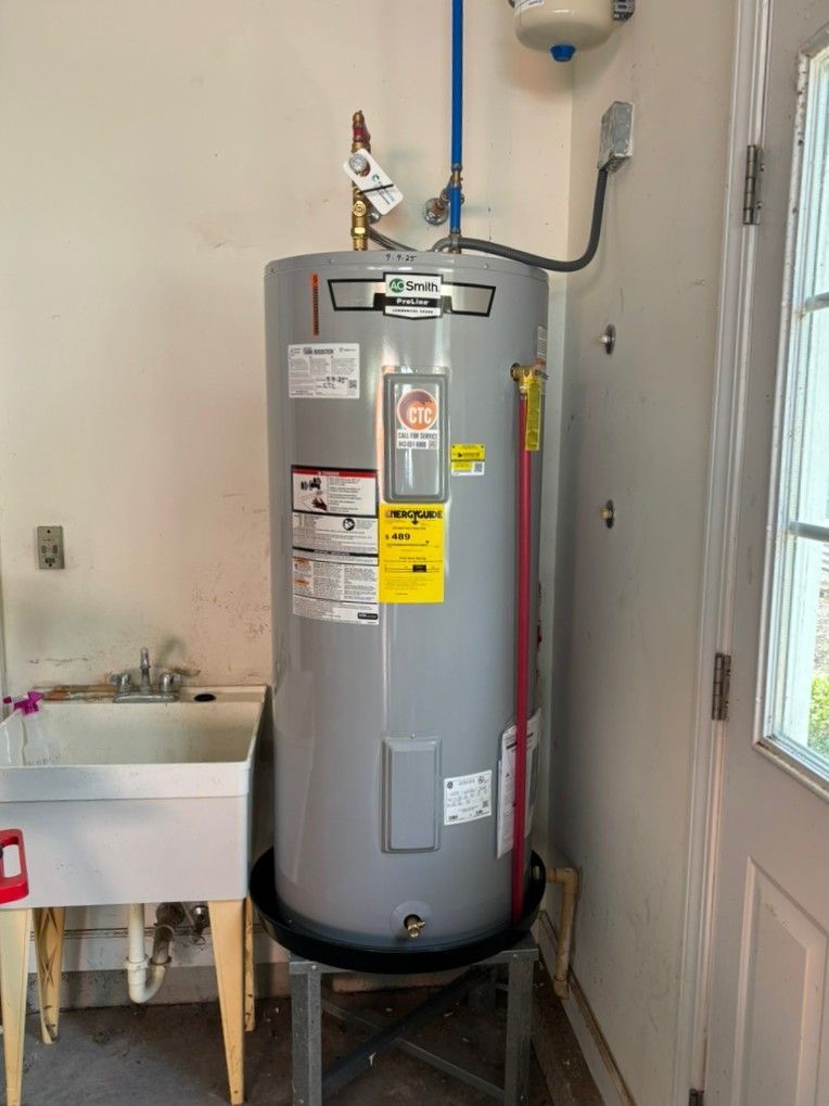 Water Heater installed by CTC in a garage