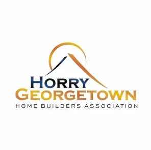 Horry Georgetown Home Builders Association logo: mountain with sun, blue and orange text.