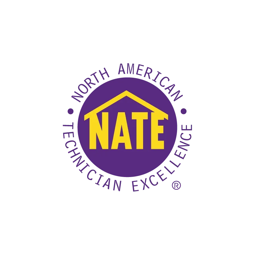NATE logo: Purple circle with