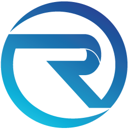 Blue gradient logo with a stylized letter R inside a circle.