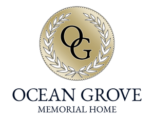 Ocean Grove Memorial Home logo: Gold emblem with "OG" initials, laurel wreath, and company name.