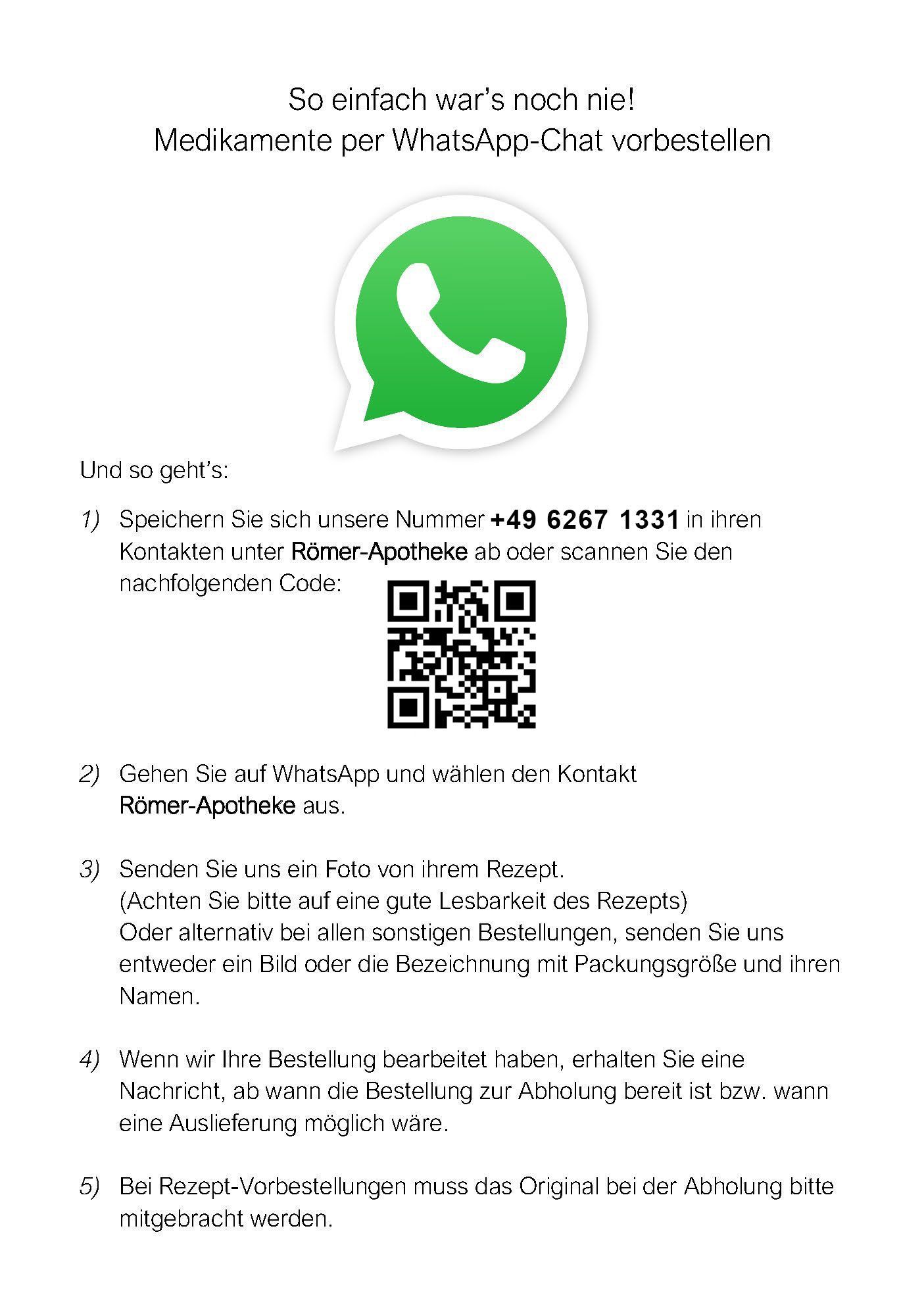 Ein Poster mit einem grünen WhatsApp-Logo und einem QR-Code.
