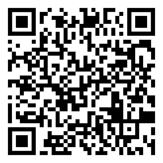 Ein schwarz-weißer QR-Code auf weißem Hintergrund.