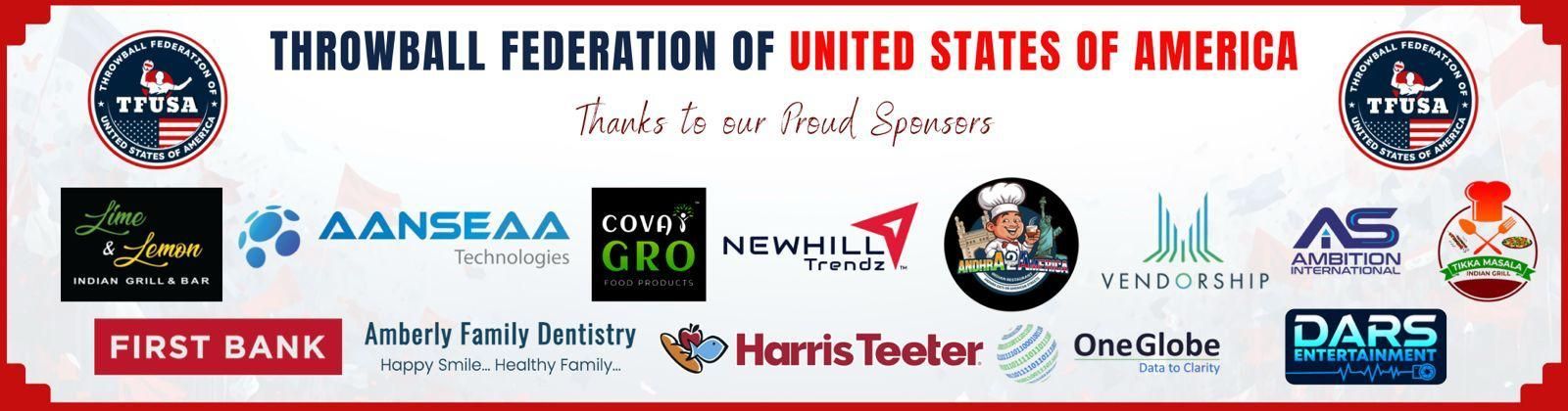 TFUSA Proud Sponsors - Lime & Lemon, AanSeaa Technologies, Covan Gro, New Hill Trendz, Amudha2India, Vendorship, AS Ambition International, Bhikka Masala, First Bank, Amberly Family Dentistry, Harris Teeter, OneGlobe, DAPS Entertainment