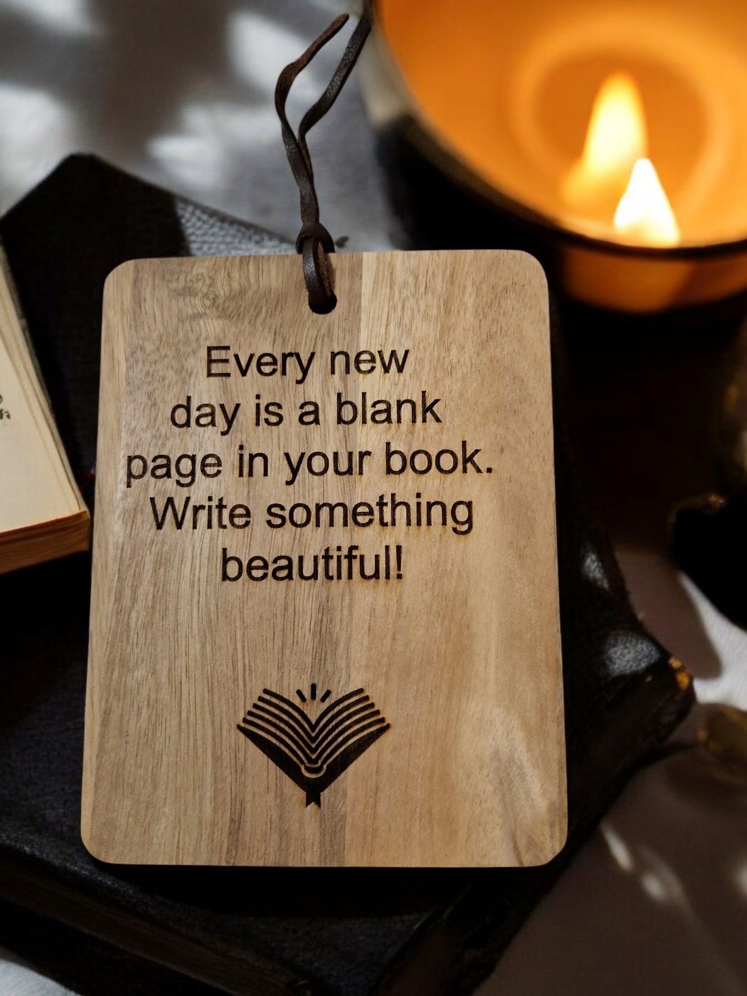 A wooden tag that says 