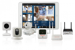 A tablet with a bunch of security cameras on it