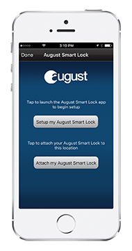 A cell phone with the august smart lock app on it.