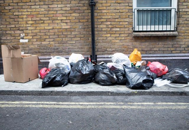 Bin bags and mixed rubbish waiting to be removed in Cardiff