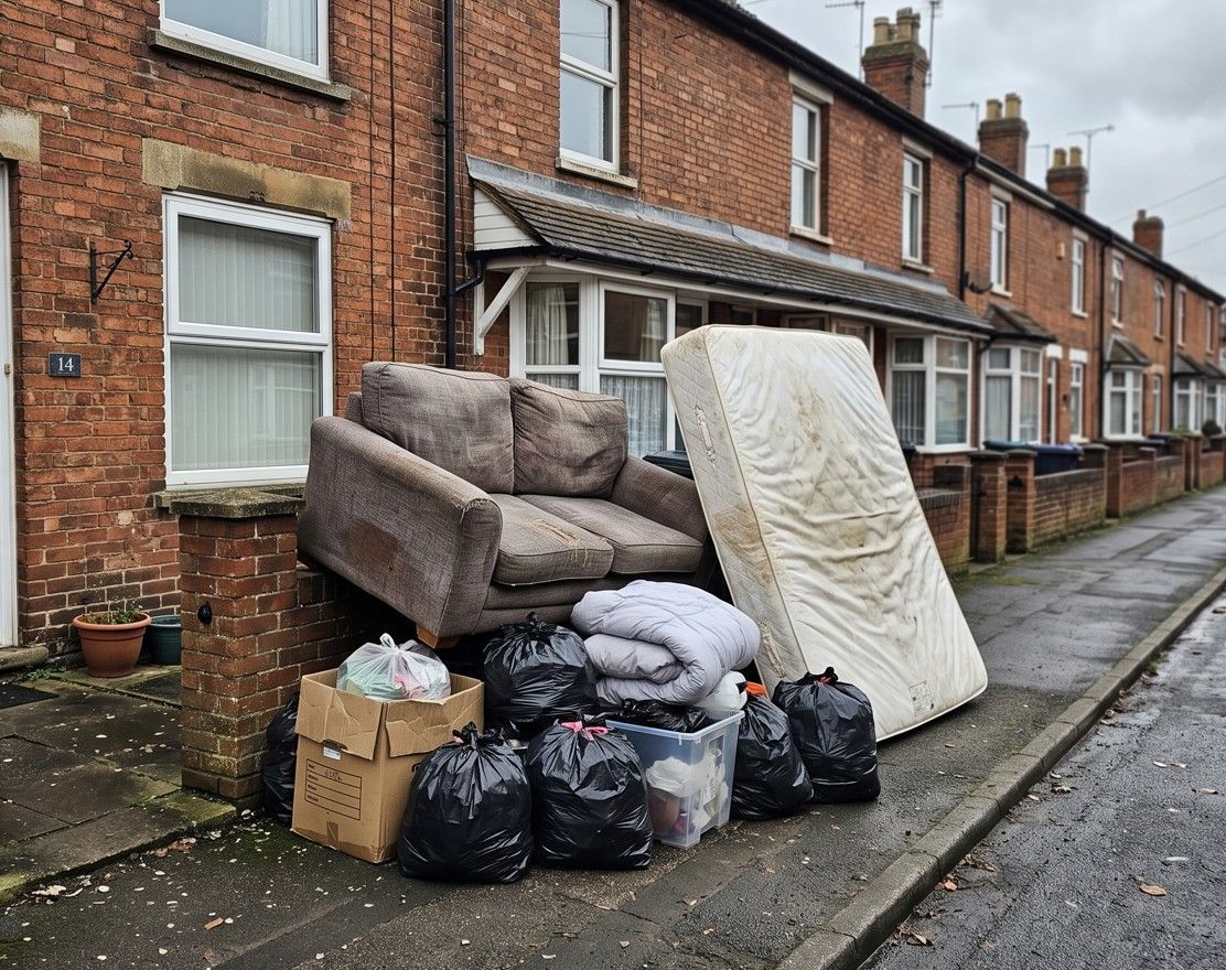 Bulky waste items ready for collection outside a property in Cyncoed